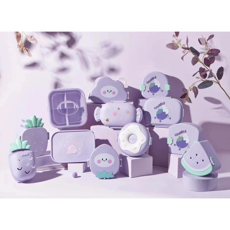 Ланч-бокс Bento для детей, кавайные мультяшные студенты, милая лягушка, коробка для сэндвичей, фруктовый контейнер, переносная коробка для пикника