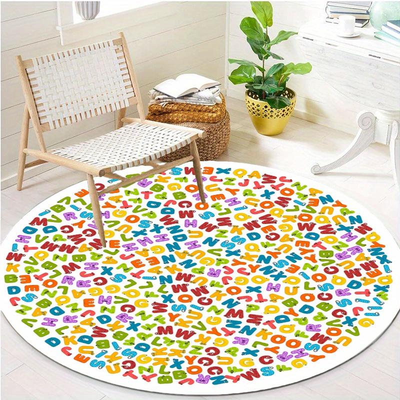 S Letter Round Rug Nonslip Area Rug Office Chair Mat Carpet For Living Room Bedroom Home Decor