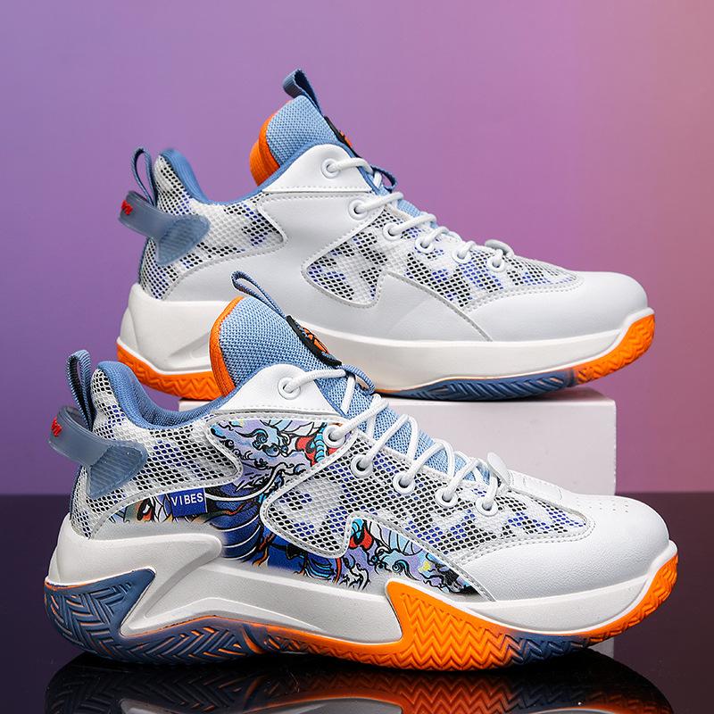 Баскетбольные кроссовки новые летние сетчатые дышащие кроссовки для реального боя амортизация, нескользящие и износостойкие повседневные спортивные туфли мужские