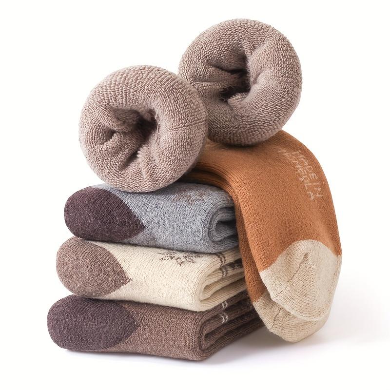Wool Blend Socks 1/5 Pairs Mid-Calf Length Thick Plush for Winter Warmth Socks