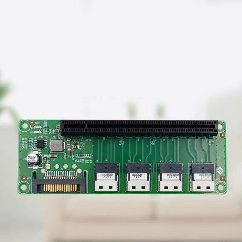 Переходники для слота PCIe x16 Плата-конвертер 4 порта SlimSAS-8654 к разъемам карты расширения слота PCIe x16 для сервера