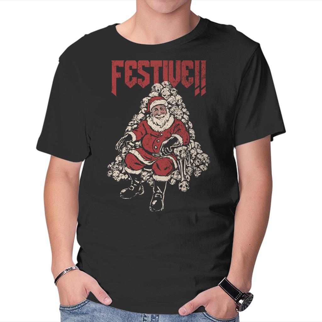 Unisex Crew Neck T-Shirt Festive Santa Graphic Short Sleeve Casual Tee