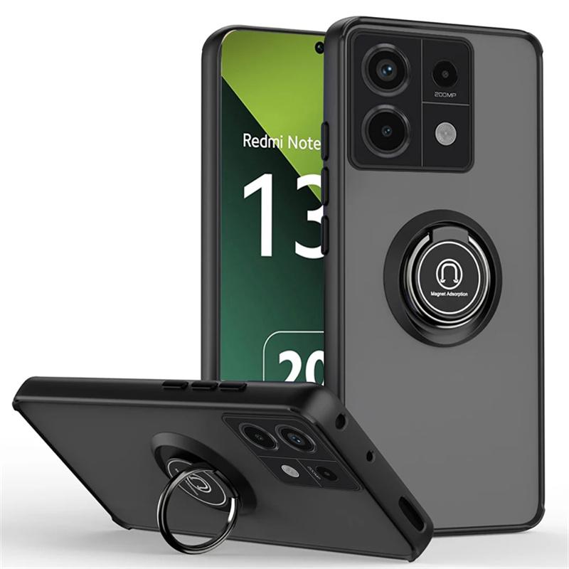 Чехол для Xiaomi Redmi Note 13 Pro Plus 5G из ТПУ с магнитным кольцом-подставкой и защитой от падения на 360°