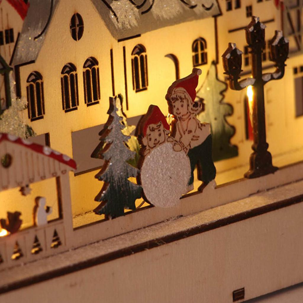 Рождественские украшения для стола, украшения для дома, освещенный дом, деревянные центральные элементы для стола, светодиодные фигурки для праздничного ужина
