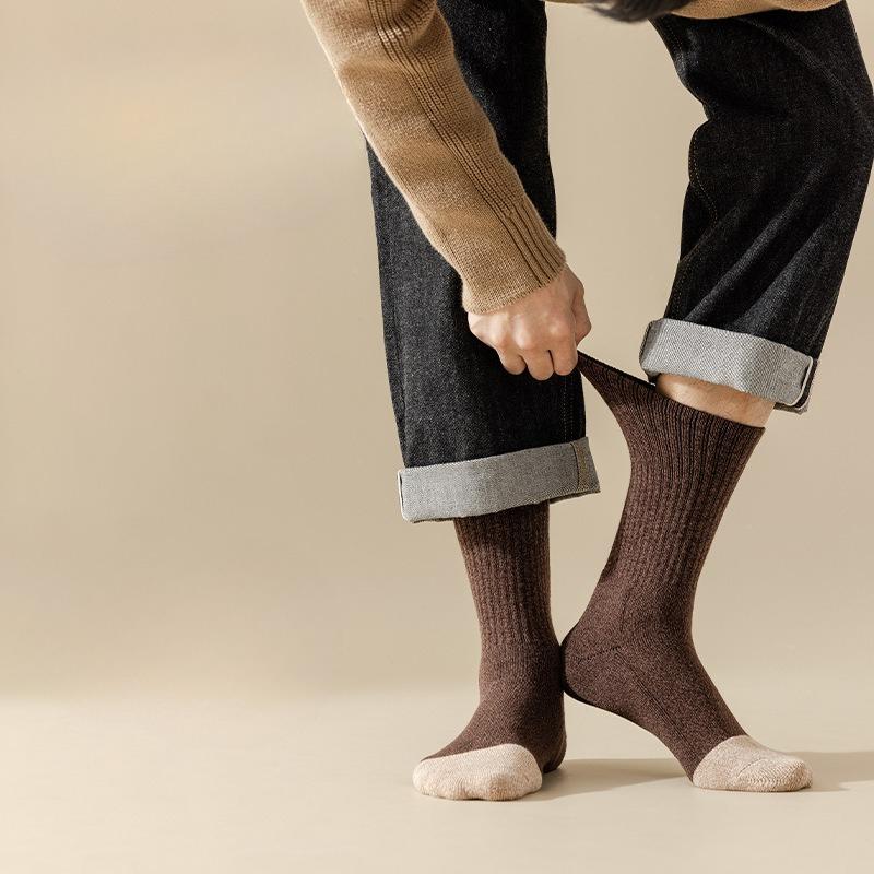 Мужские осенне-зимние теплые длинные носки из чистого хлопка, цветные и универсальные, утолщенные, с защитой от запаха и влагопоглощением