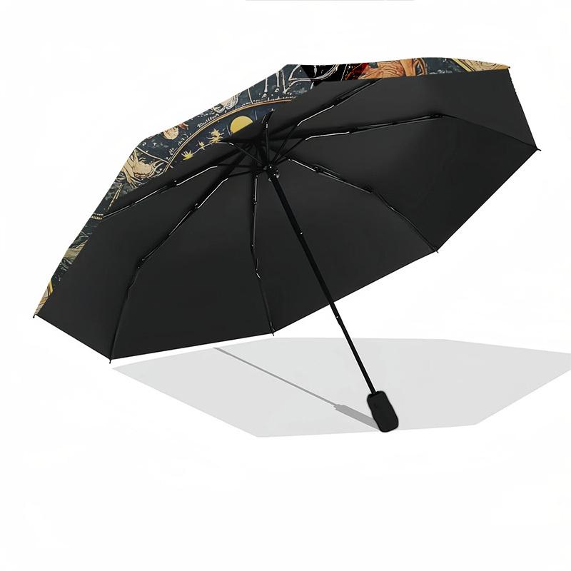 Zodiac, Astrology Themed Automatic Opening and Closing Umbrella, Brightly Colored 8 rib Portable Umbrella, Suitable for Men and Women, A Per