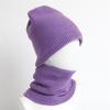 Winter Velvet Thickened Solid Color Knitted Hat Scarf Two-piece Set Warm Brimless Pullover Hat Windproof Scarf Women and Men