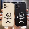 Popular Cartoon Cute Funny Matchman Black Case For iPhone15 14 11 12 13 16 Pro Max  Soft Silicone Cover