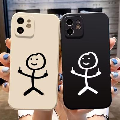 Популярный мультяшный милый забавный Matchman черный чехол для iPhone15 14 11 12 13 16 Pro Max мягкий силиконовый чехол