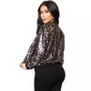 Women Bomber Gradient Color Sequins Baseball Jacket Beaded Embroidered Sequined Zipper Pilot Coat Stage Show Dance Outwear