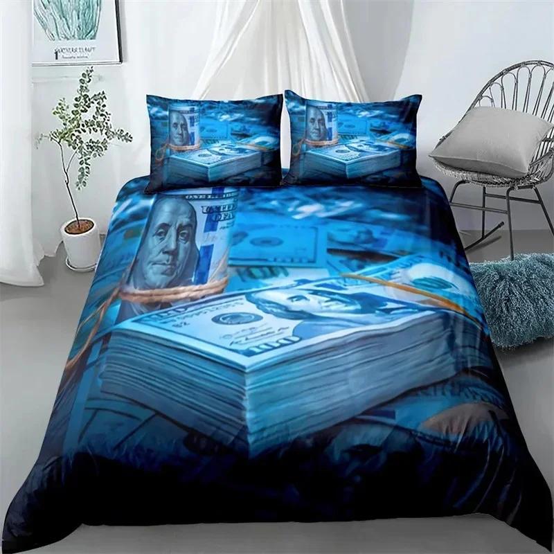 Комплект постельного белья с 3D-печатью в виде долларовых купюр, пододеяльник, одеяло, наволочка, размер King Queen Twin для мальчиков и девочек взрослых