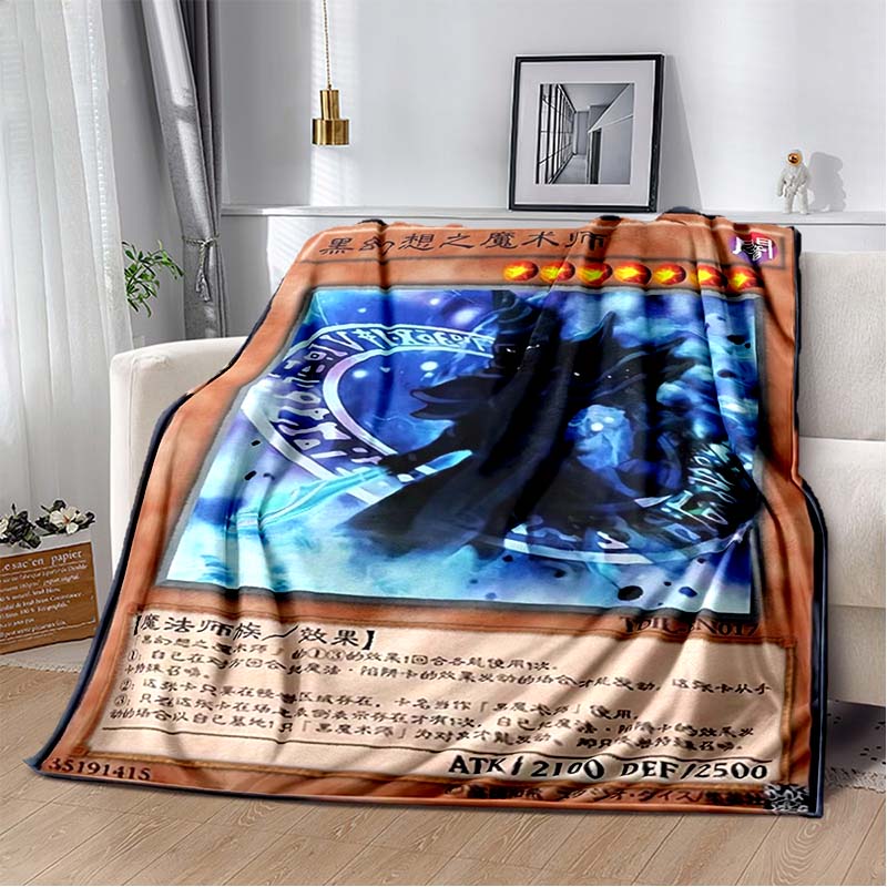 Yu‑Gi‑Oh Anime Card Print Flannel Blanket Cozy Warm Throw Bedroom Sofa Birthday Present Indoor Home Holiday Lounge Art Decor