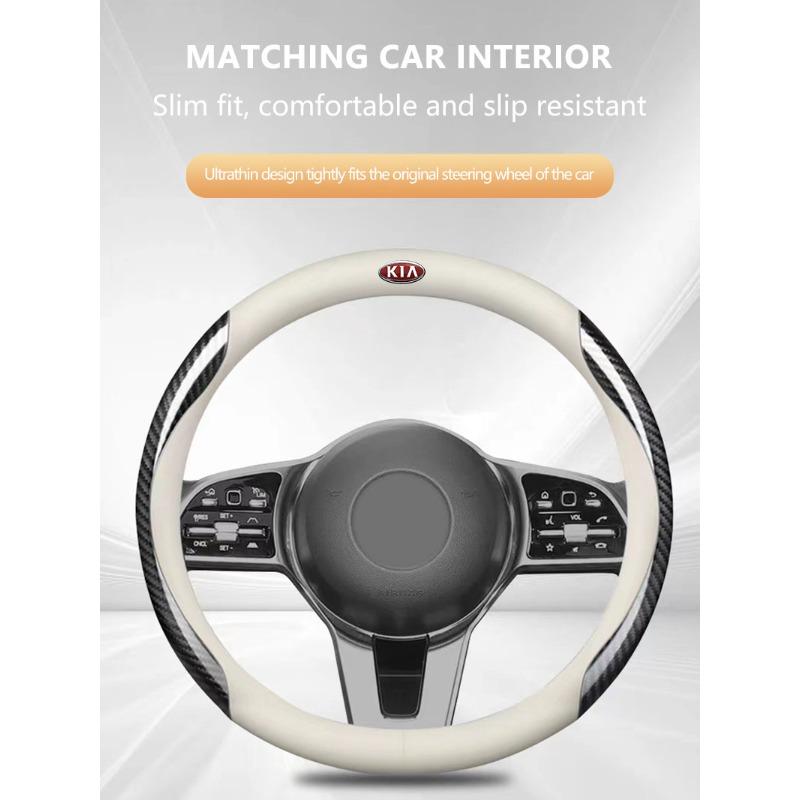 Fashion New Car Leather Carbon Fiber Car Steering Wheel Cover Car Accessories For KIA K5 K9 Sorento Ceed Sportage Carnival Stinger Forte Niro Cadenza