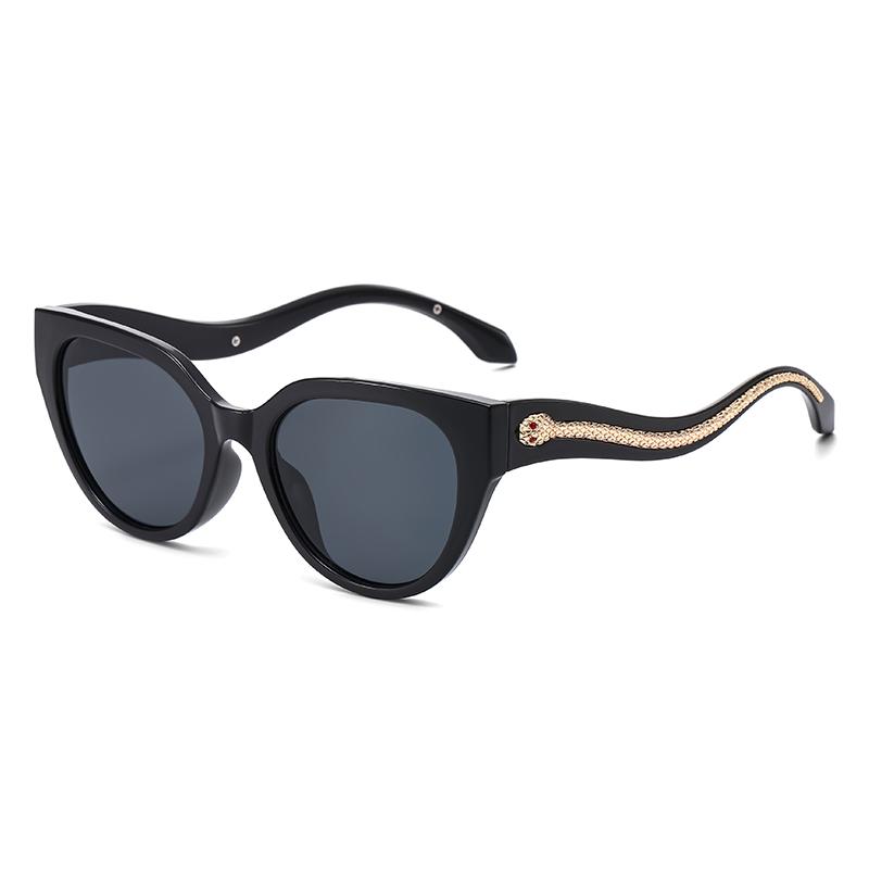 Retro Cat Eye Women Sunglasses Fashion Brand Gradient Lens Unisex Sun Glasses Punk Stylish Snake Decoration UV400 Eyewear
