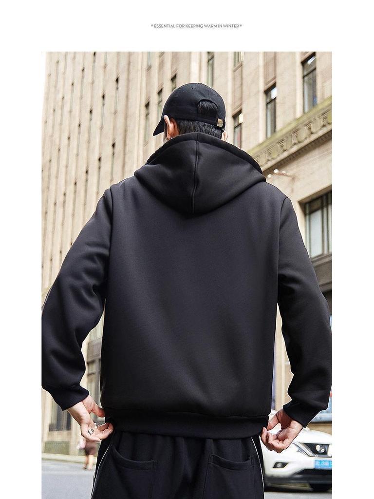 2024 Мужская толстая плюшевая овчина куртка-свитер с воротником-стойкой