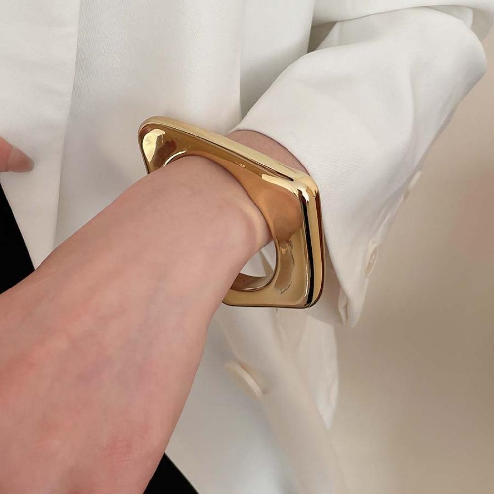 Gold Silver Cuff Bangles ABS Acrylic Exaggerated Bracelet Simple Wide Open Bangle Decoration