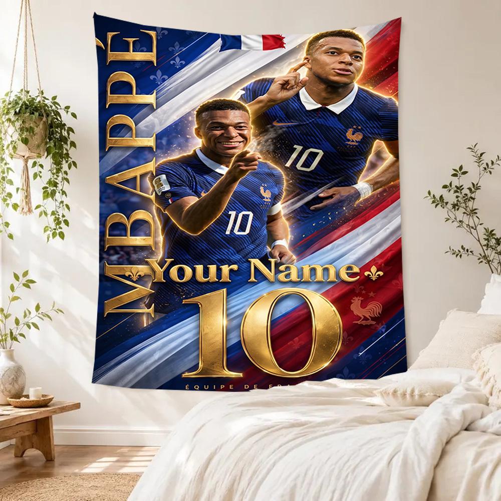 Mbappé Custom Wall Tapestry Customizable Wall Tapestry Non-Fading Color Perfect for Living Room Decor All-Season Use Housewarming Gift