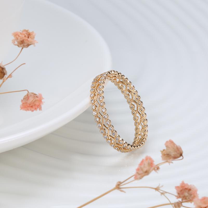 Kinel Hollow Rose Gold Color Vintage Ring For Women Zircon Wedding Ring Fine Jewelry