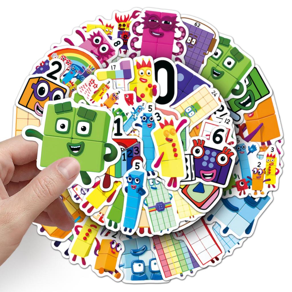 50 обучающих анимационных наклеек Numberblocks для чехлов телефонов и канцелярских принадлежностей