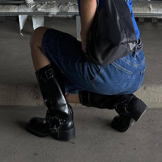 Женские джинсовые шорты длиной до колена с карманами, мешковатые джинсовые шорты-бермуды со средней посадкой, прямые джинсы, короткие брюки