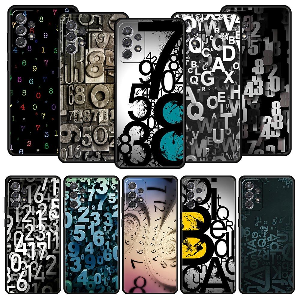 Number Pattern Phone Case for Samsung Galaxy A55 A35 A17 A07 A15 A13 A25 A51 A71 A72 A73 A32 A52 A52S A41 5G Soft TPU Shell Bags