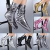 Night Club Women Reflective Bright Color Faux Leather Elastic Middle Tube Socks