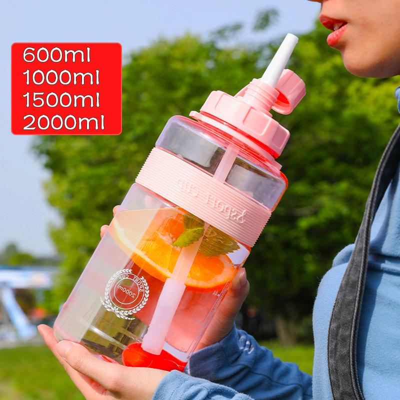 2-литровая бутылка для воды для фитнеса и спорта, пластиковая бутылка для воды большой емкости, уличная портативная соломенная бутылка для скалолазания, чайник для напитков