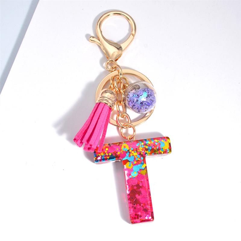 1 шт. брелок с блестками и кисточками в виде буквы, рождественский цвет, новый розовый красный брелок для ключей, автомобильный подарок