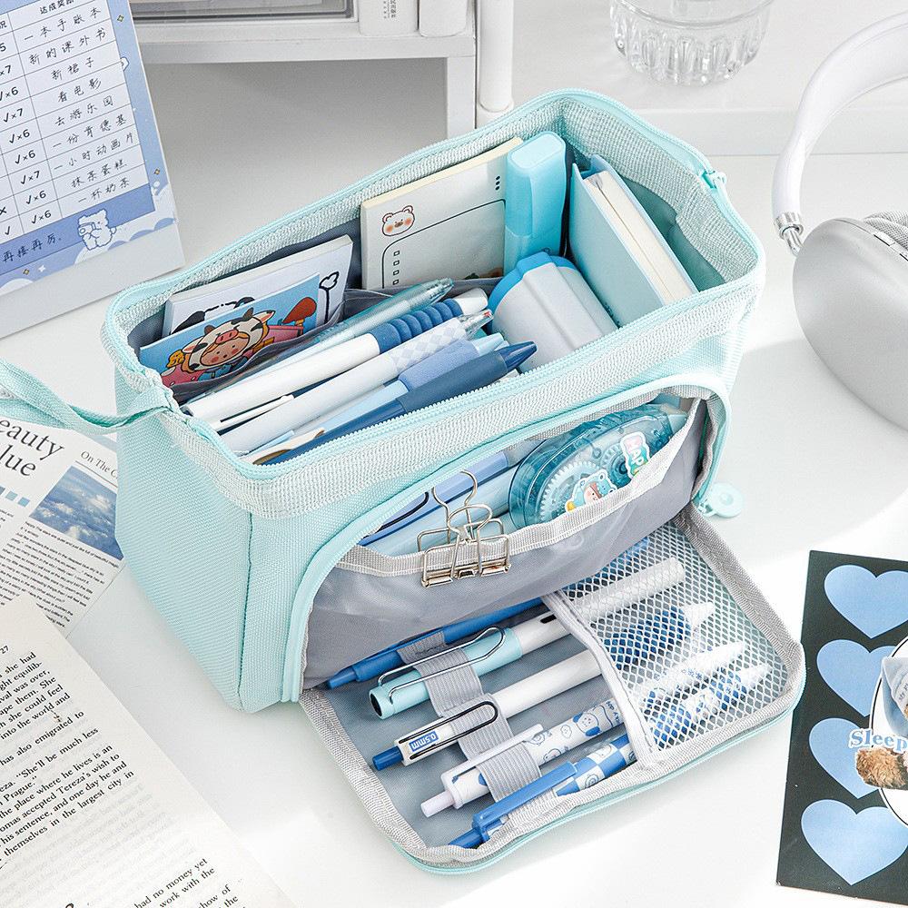 Portable Pen Bag With Large Capacity Pen Holder, Children's Multi-functional Pencil Case