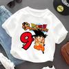 Детская футболка Dragon Ball Goku на День Рождения Фигурка Футболка Топ Белая Одежда Мода Базовая Круглый Вырез Мультяшная Одежда Подарок для Детей