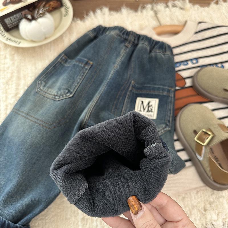 Джинсы для мальчиков на флисовой подкладке - Коллекция зима 2024