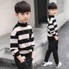Boys' High-Neck Fleece Sweater - Thick Knitted, Trendy Base Layer for Autumn/Winter 2025