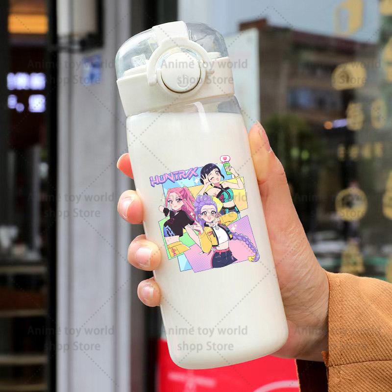 KPop Охотники на демонов Спортивная прозрачная бутылка для воды Портативная для спортзала Путешествий Прозрачная Герметичная Питьевая Матовая 400 мл Игра Развлекательная Безопасная Подходит для детей Веселая