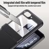 Чехол-пленка из закаленного стекла с кожаным шарниром для Samsung Galaxy Z Flip 6 5 5G, ощущение кожи, защита линз 360°, тонкий чехол-оболочка Fundas