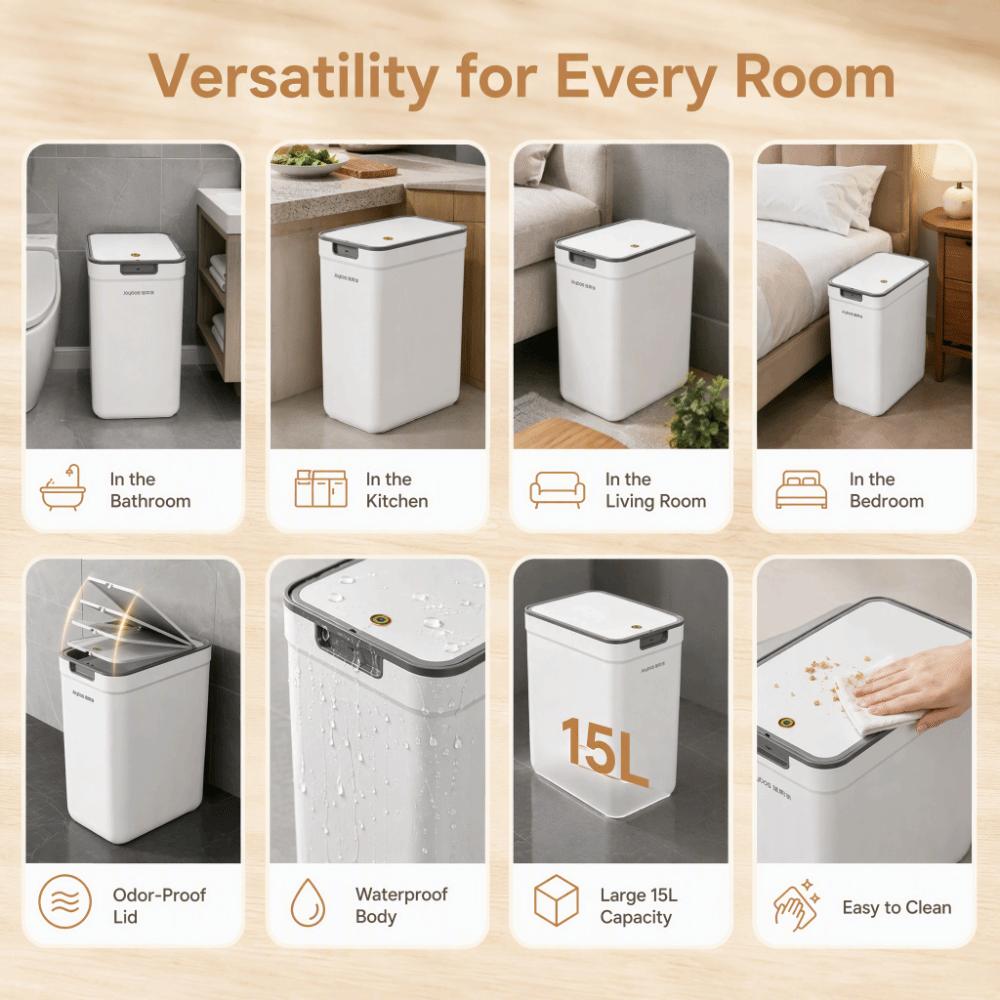 Odor-Sealing Waterproof Garbage Bin with Lid Living Room Dustbin Bathroom Trash Can Home Use
