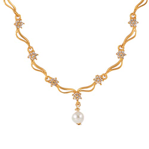 Комплект дизайнерских украшений Estele с позолотой CZ Star Wave и жемчугом для женщин