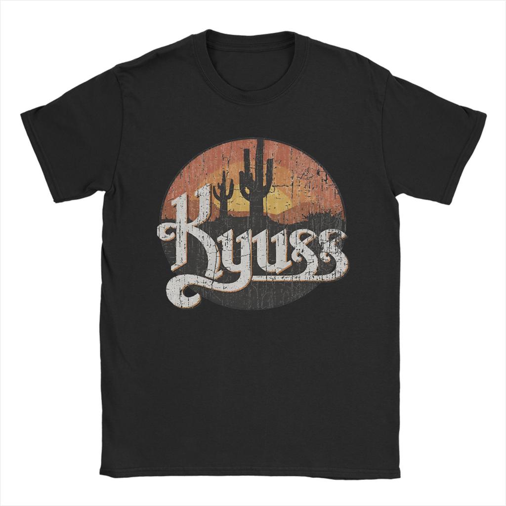Men's T-Shirt Kyuss Sunset 1987 Queens Vintage Pure Cotton Tee Shirt Short Sleeve  T Shirts Round Collar Clothing 6XL