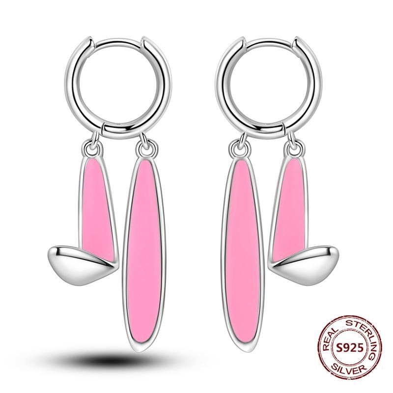 Purple Zircon Hoop Earrings 925 Silver U-shaped Liquid Metal Love Heart Fashion Earrings For Women Jewelry