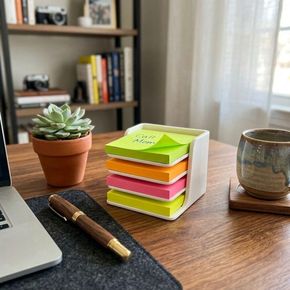 Layer-Divided Sticky Note Holder Stackable Square Note Compatible Note Storage Box Multi-Scene