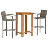 VidaXL Ensemble de bar de jardin 3 pcs gris bois massif acacia rotin, table et chaises de bar d'extérieur, ensemble de 3295274