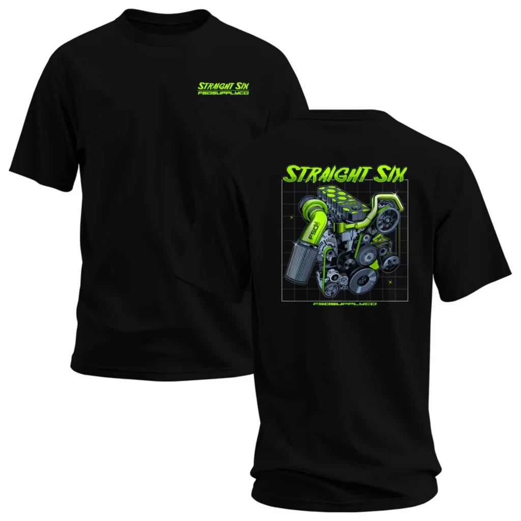 Straight Six Turbo Diesel Engine T Shirt 2 Sided Graphic Tee Unisex