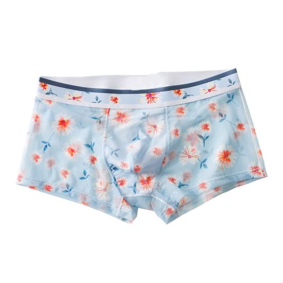 Мужские боксеры ультратонкие сетчатые с принтом средней талии быстросохнущие влагоотводящие домашние трусы больших размеров для сна