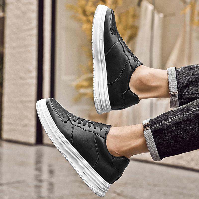 Мужские кроссовки из натуральной кожи со скрытым каблуком, удобные дышащие, увеличивающие рост, повседневные кроссовки 4/6/8 см, размер 36-44