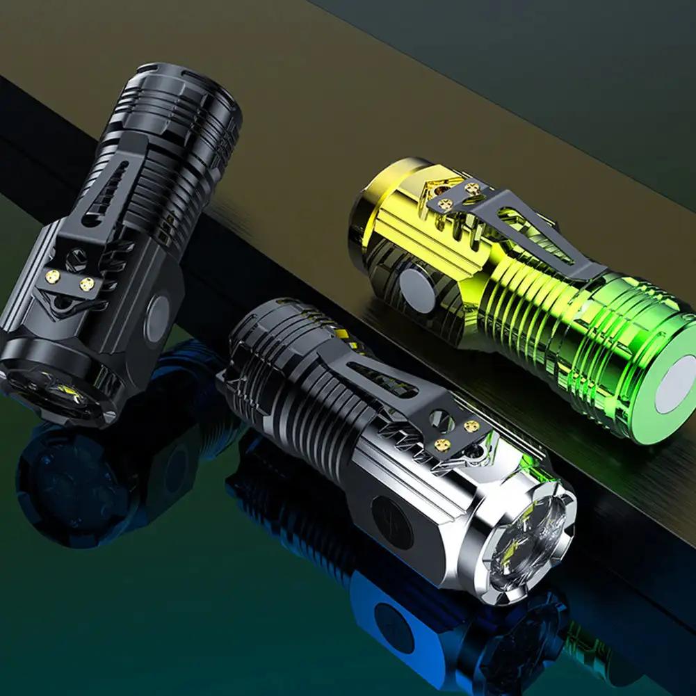 Светодиодный фонарик высокой яркости, перезаряжаемый через USB, мини-фонарик, водонепроницаемый, для кемпинга, охоты, поисковый фонарь