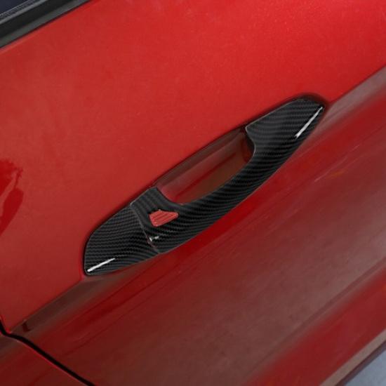2PCS Carbon Fiber Door Handle Cover Caps For Ford Mustang 2015- Accessories