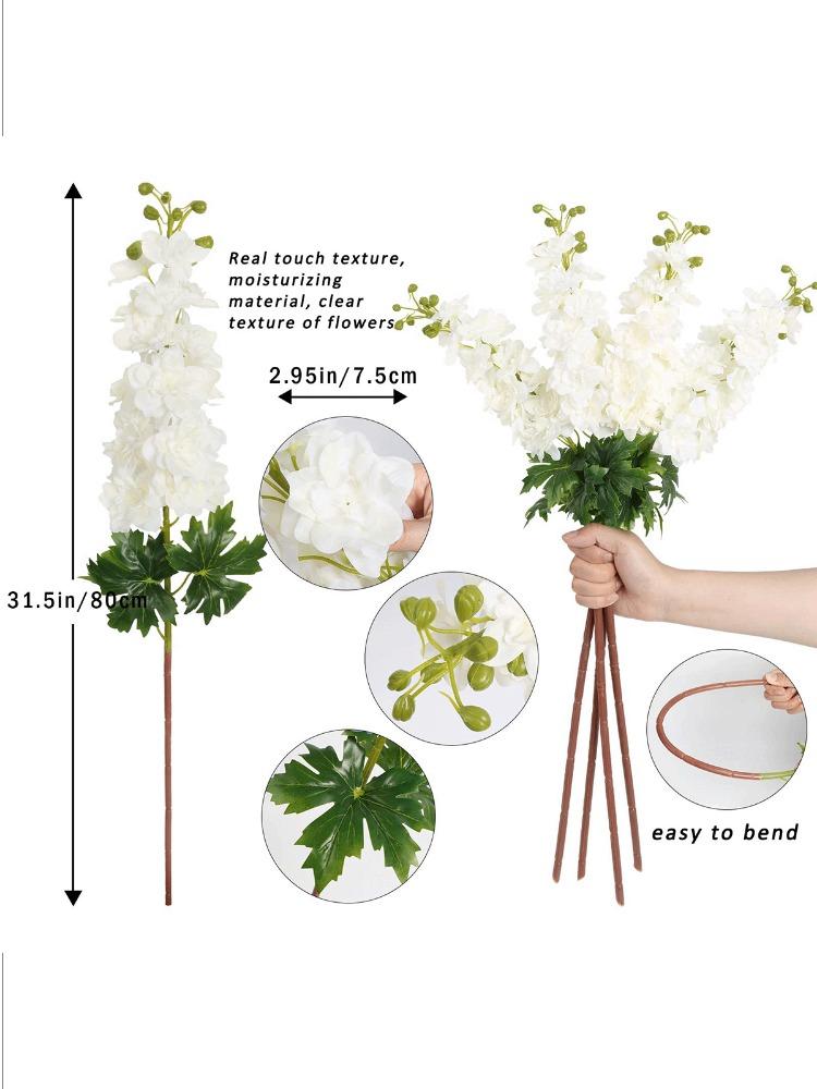 4 шт. шелковые цветы дельфиниума искусственные цветы 80 см длинный стебель живокость латекс настоящее прикосновение для высоких ваз столов домашний свадебный сад декор