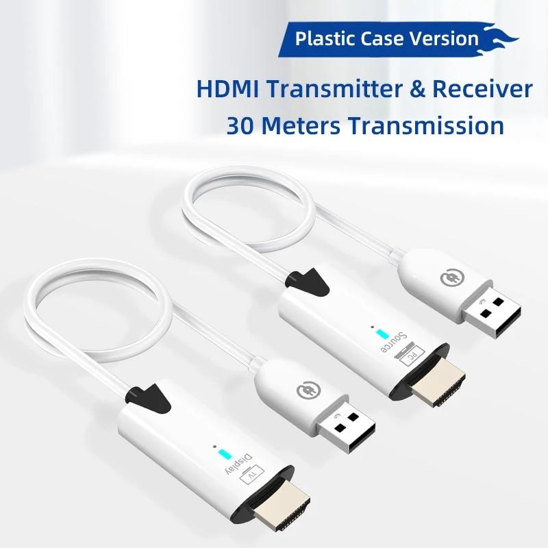 30 м Беспроводная передача Видео Передатчик Приемник HDMI-совместимый Удлинитель Адаптер Кабель Зеркалирование экрана для Камеры ПК на ТВ