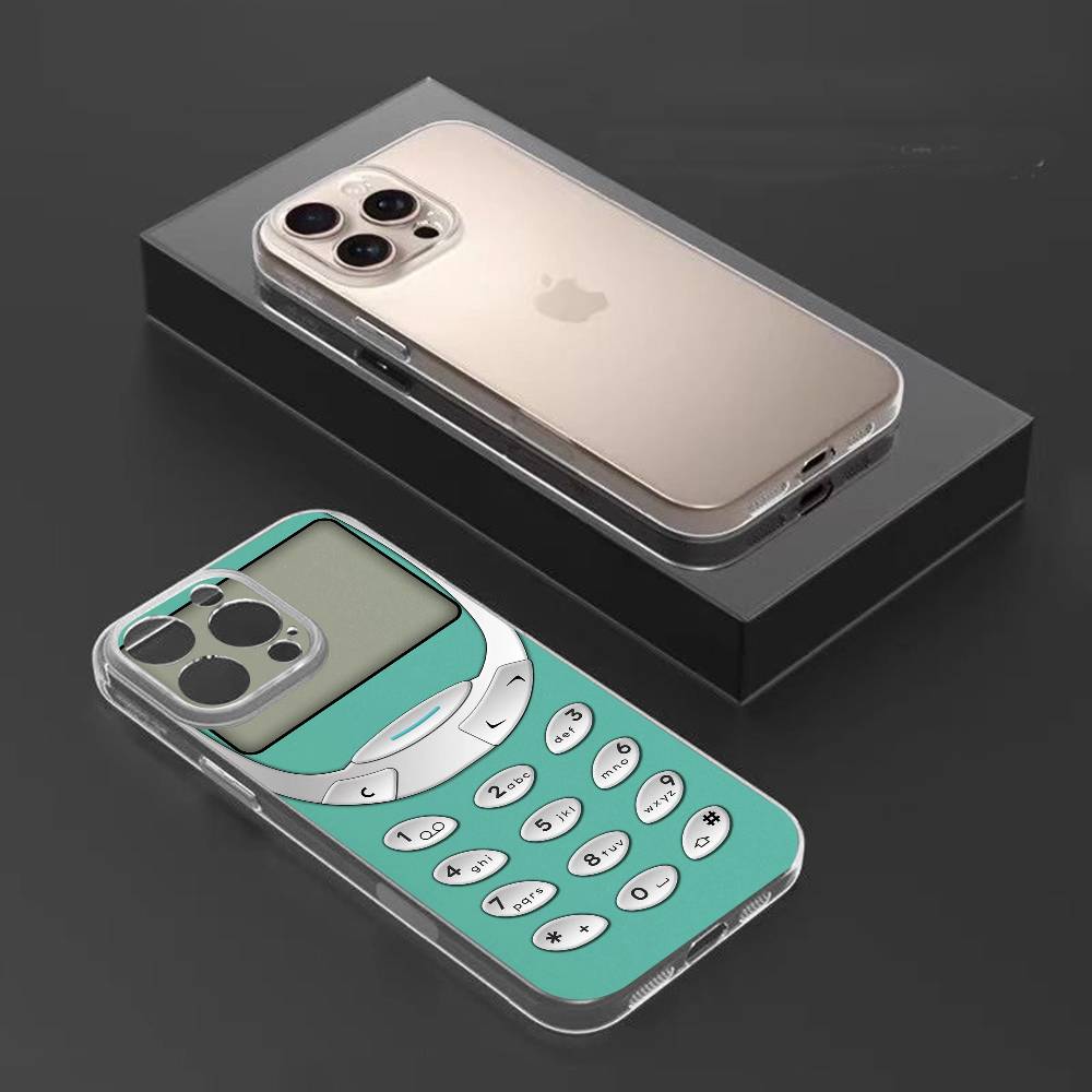 V-Винтажный Старый телефон Чехол для телефона Для iPhone17,16,15,14,13,12,11 Plus,Pro Max Мягкий прозрачный чехол