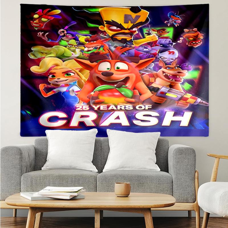 Crash Bandicoot Tapestry for Bedroom Aesthetic Classroom Tapestries Wall Hanging for Living Room Dorm Office,Ideal Creative Gift