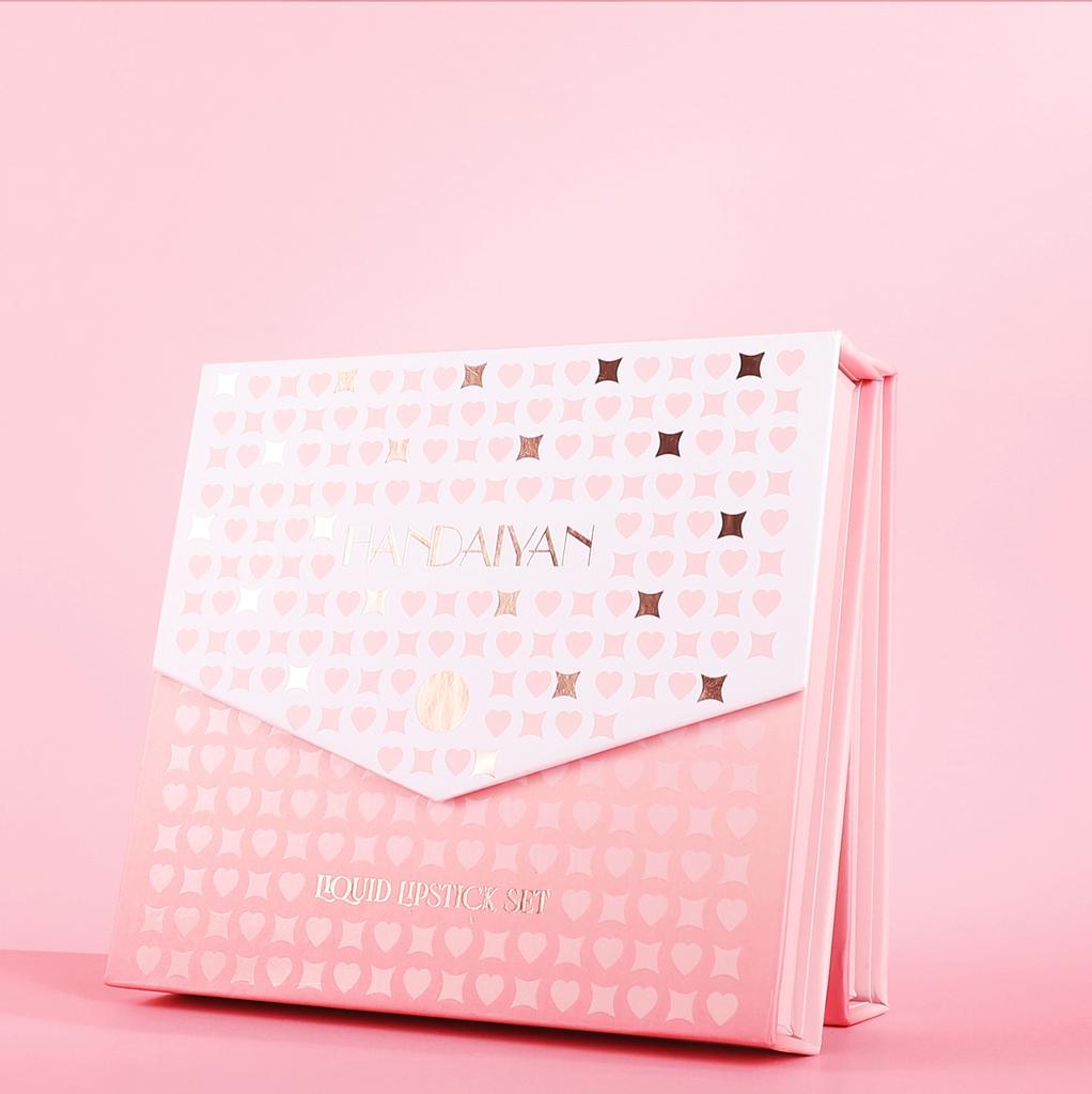 HANDAIYAN Lip Glaze Set Liquid Matte Crystal Lipstick Non-stick Cup Non-Fading Jelly Color 6 Lip Gloss Gift Box